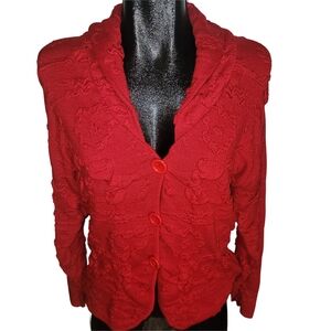 Steilmann Red Button Up Collared Cardigan Sweater